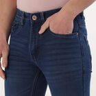 Men's Dark Indigo Blue Slim Fit Stretchable Jeans, गहरा नीला, small