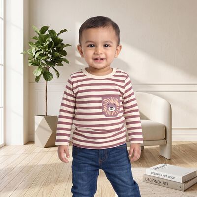 Infants Purple Cotton Round Neck Regular T-Shirt