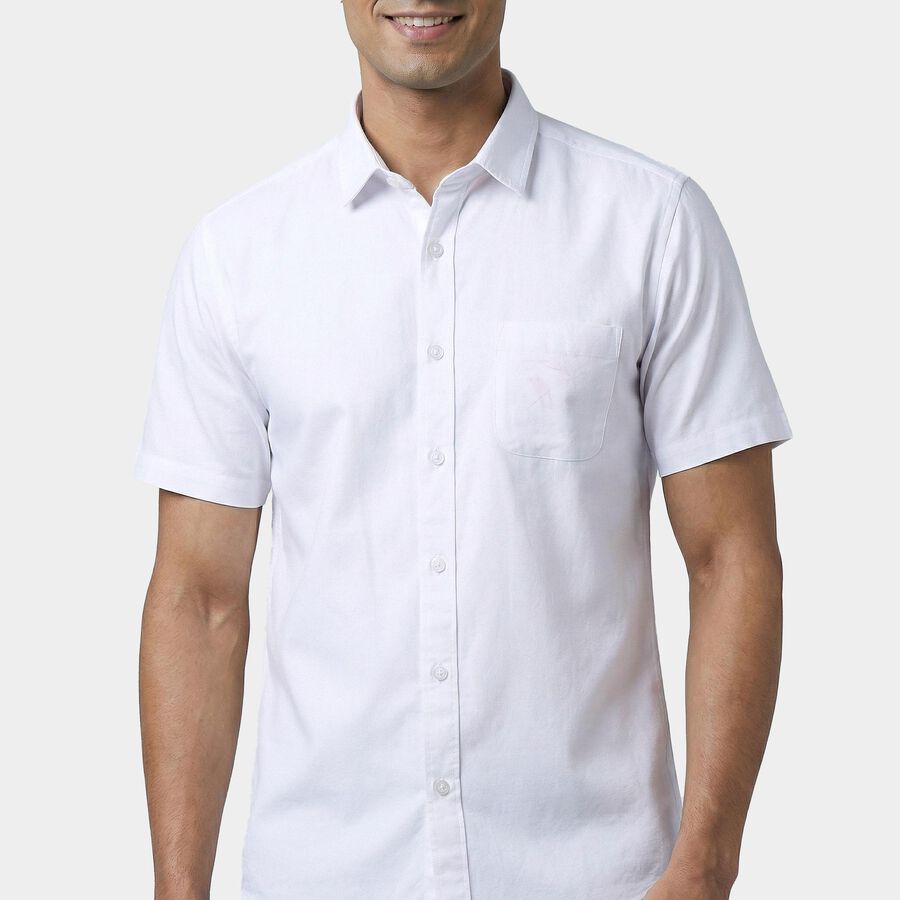 Men's White Classic Casual Shirt, सफ़ेद, large