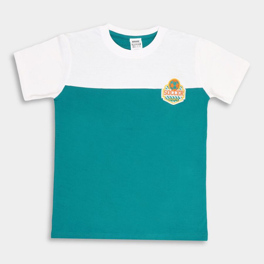Boys' Cotton T-Shirt, Teal Blue, large image number null