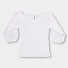 Girls Rich Eggshell White Embellished Round Neck Romantic Top, White, small image number null