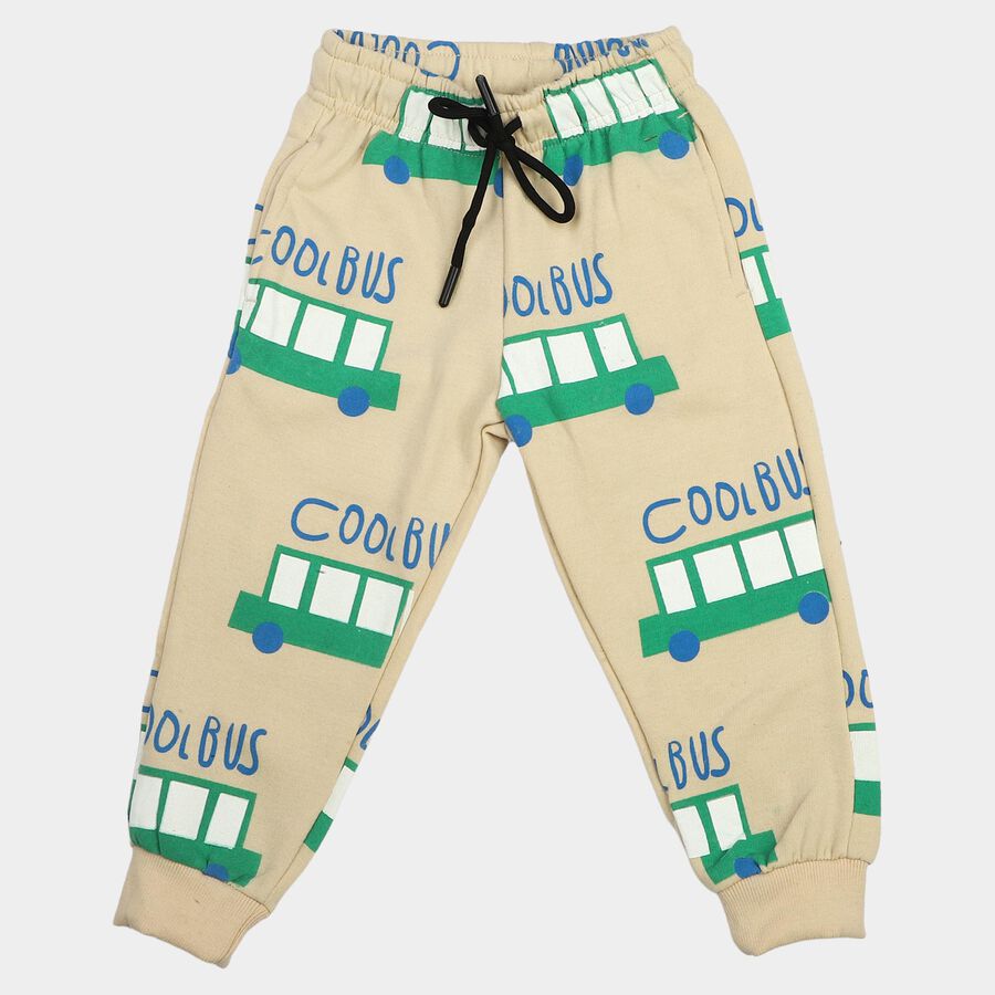 Boys Beige Graphic Print Jogger Pyjama, Beige, large