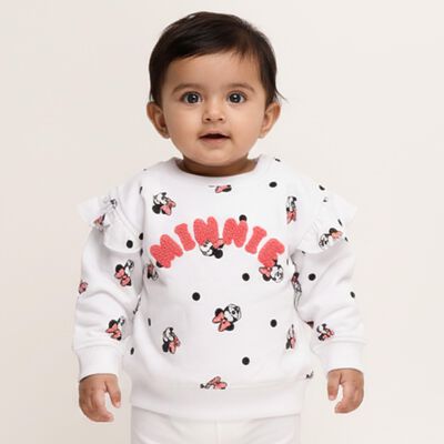 Infants Snow White Cotton Round Neck Casual Sweatshirt