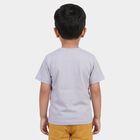 Boys Mid Blue Cotton Round Neck Casual T-Shirt, Mid Blue, small