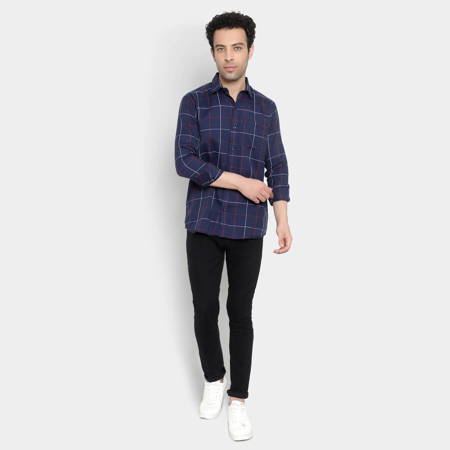 Checks Formal Shirt, Navy Blue, large image number null
