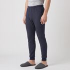 Men's Navy Blue Ribbed Long Johns Thermal, मध्यम नीला, small