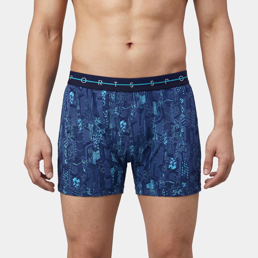 Men's Navy Blue Regular Fit Solid Trunks, नेवी ब्लू, large