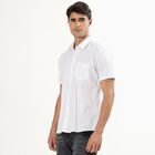 Men's White Cotton Classic Casual Shirt, White, small