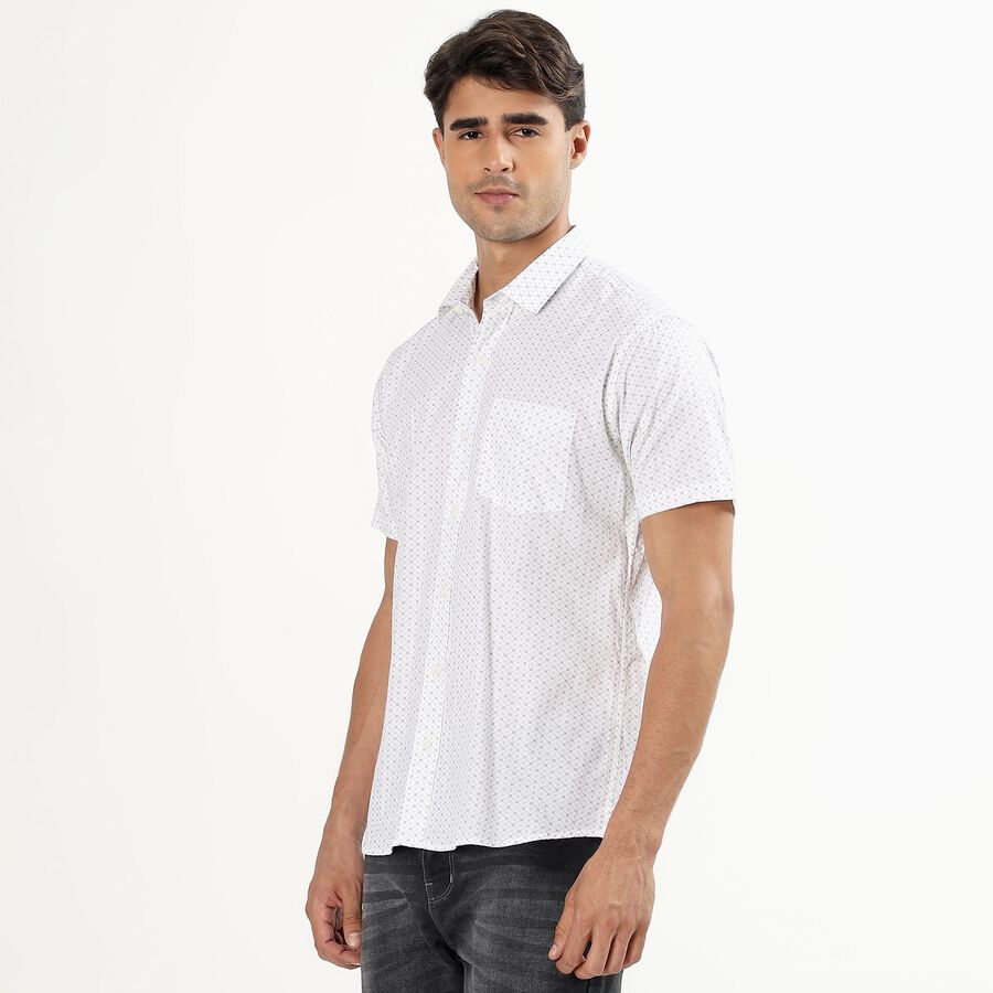 Men's White Cotton Classic Casual Shirt, White, large