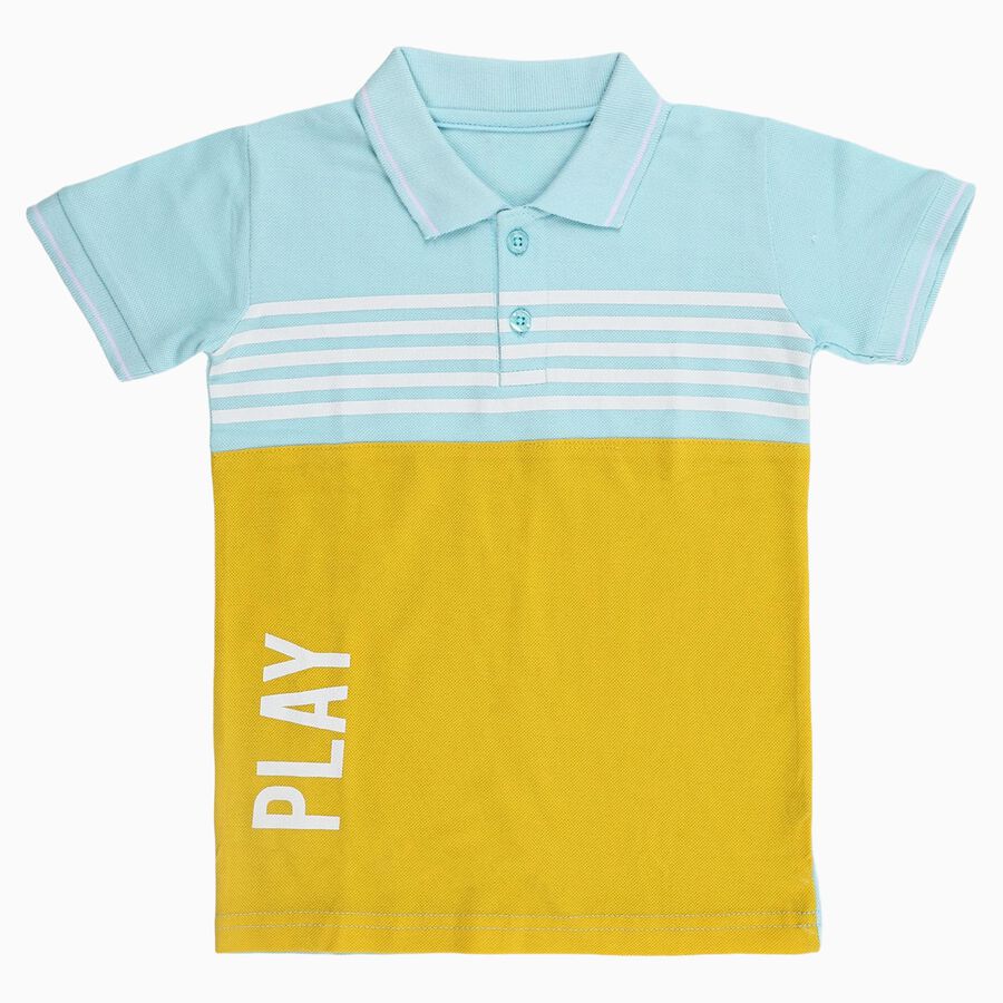 Boys Muted Mustard Green Cotton Round Neck Casual Half Sleeve T-Shirt, मस्टर्ड, large