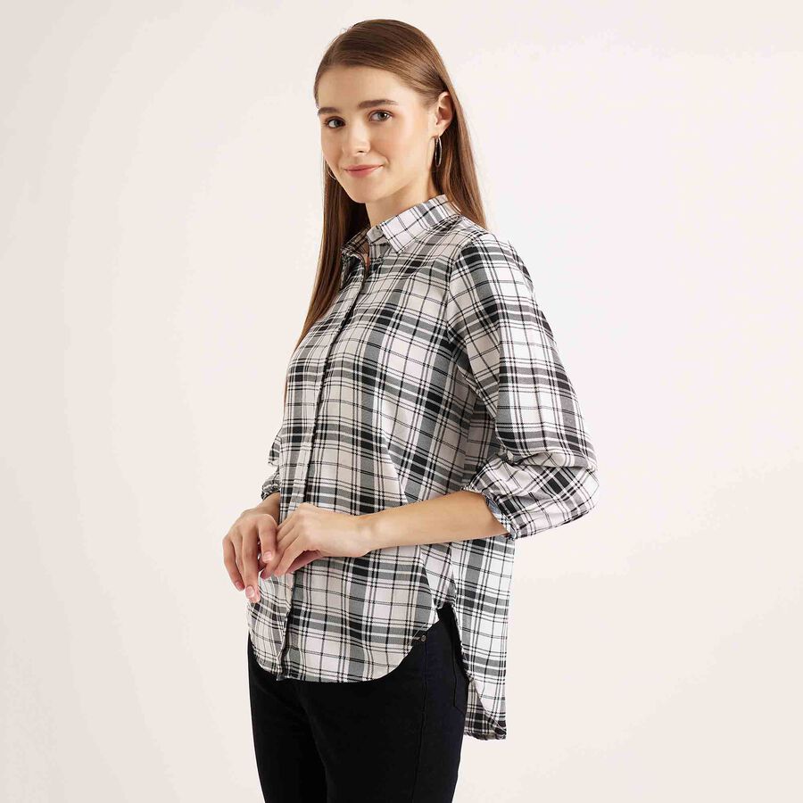 Checks 3/4th Sleeve Shirt, White, large image number null
