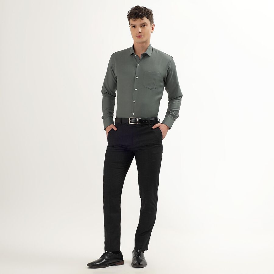 Men's Dark Green Cut Away Collar Slim Fit Formal Shirt, Dark Green, large image number null