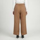 Women's Beige Regular Fit Solid Trousers, गहरा पीला, small