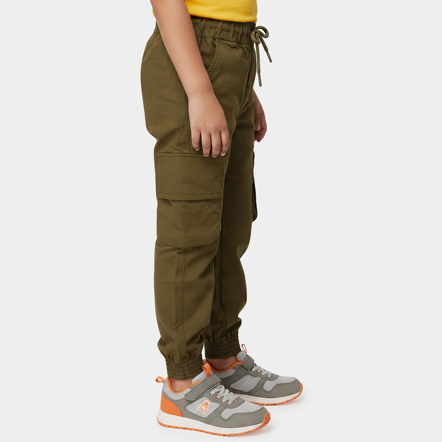 Boys' Olive Green Regular Fit Cargo Trousers, Olive, large