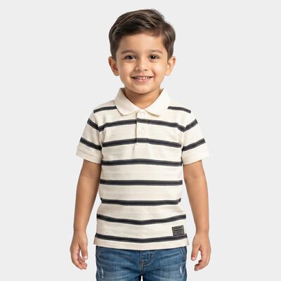 Boys' Off White Polo Neck Polo Boys T-Shirt
