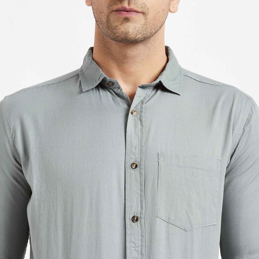 Cotton Solid Casual Shirt, Dark Grey, large image number null