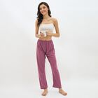 Women's Deep Berry Striped Relaxed Fit Full-Length Pyjama, Pink, small image number null