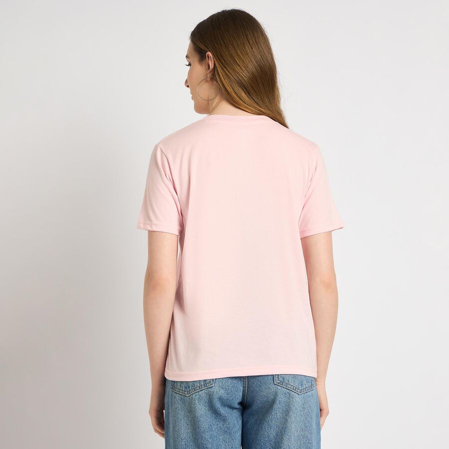Ladies' Round Neck T-Shirt , हल्का गुलाबी, large