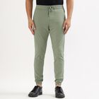 Men's Muted Sage Green Slim Fit Elastic Waist Casual Trousers, Light Green, small image number null