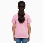 Girls Bright Pink Cotton Round Neck Casual T-Shirt, गुलाबी, small