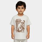 Boys Light Grey Cotton Blend Round Neck Casual T-Shirt, Ecru Melange, small image number null