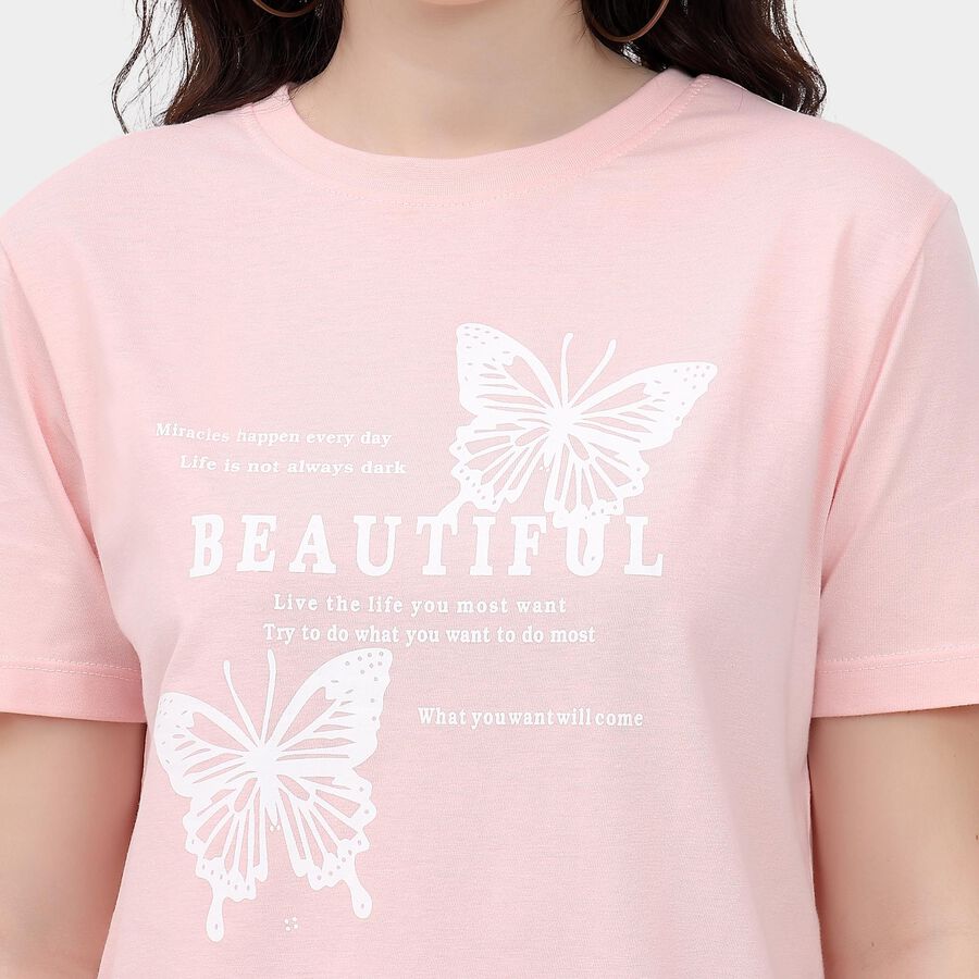 Ladies' Round Neck T-Shirt , Light Pink, large