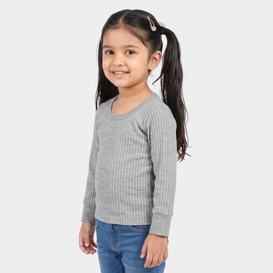 Girls Grey Long Sleeve Thermal, Melange Light Grey, large