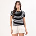 Women's Jet Black Round Neck Casual T-Shirt, Black, small