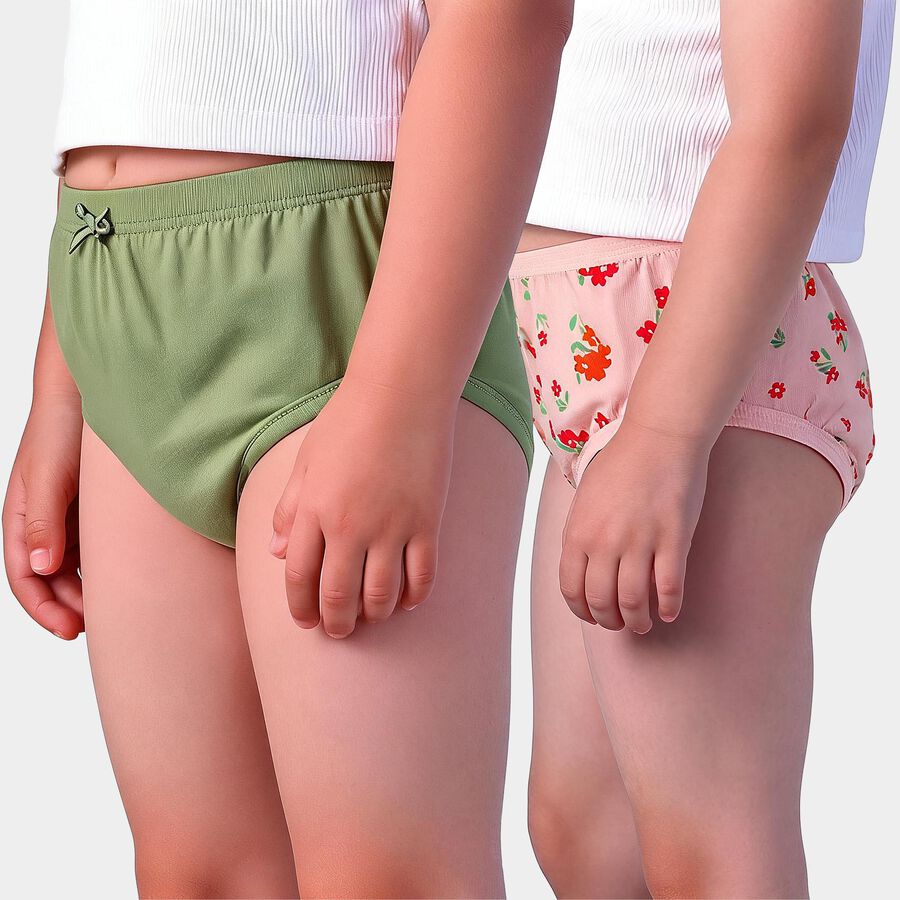 Girls Pink Regular Fit Floral Print Panty, Pink, large