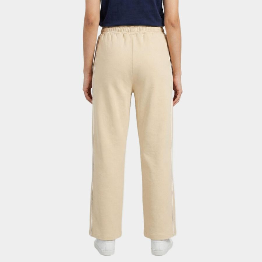 Women's Beige Straight Fit Side-Striped Track Pants, गहरा पीला, large