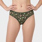 Women's Olive Green Regular Fit Floral Print Panty, Olive, small