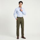 Men's Olive Green Slim Fit Chino Trousers, ओलिव, small