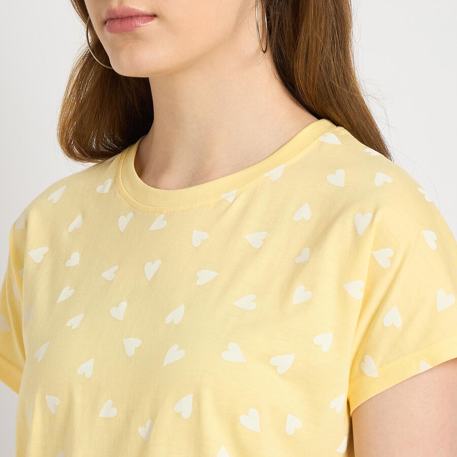 Ladies' Round Neck T-Shirt , Yellow, large