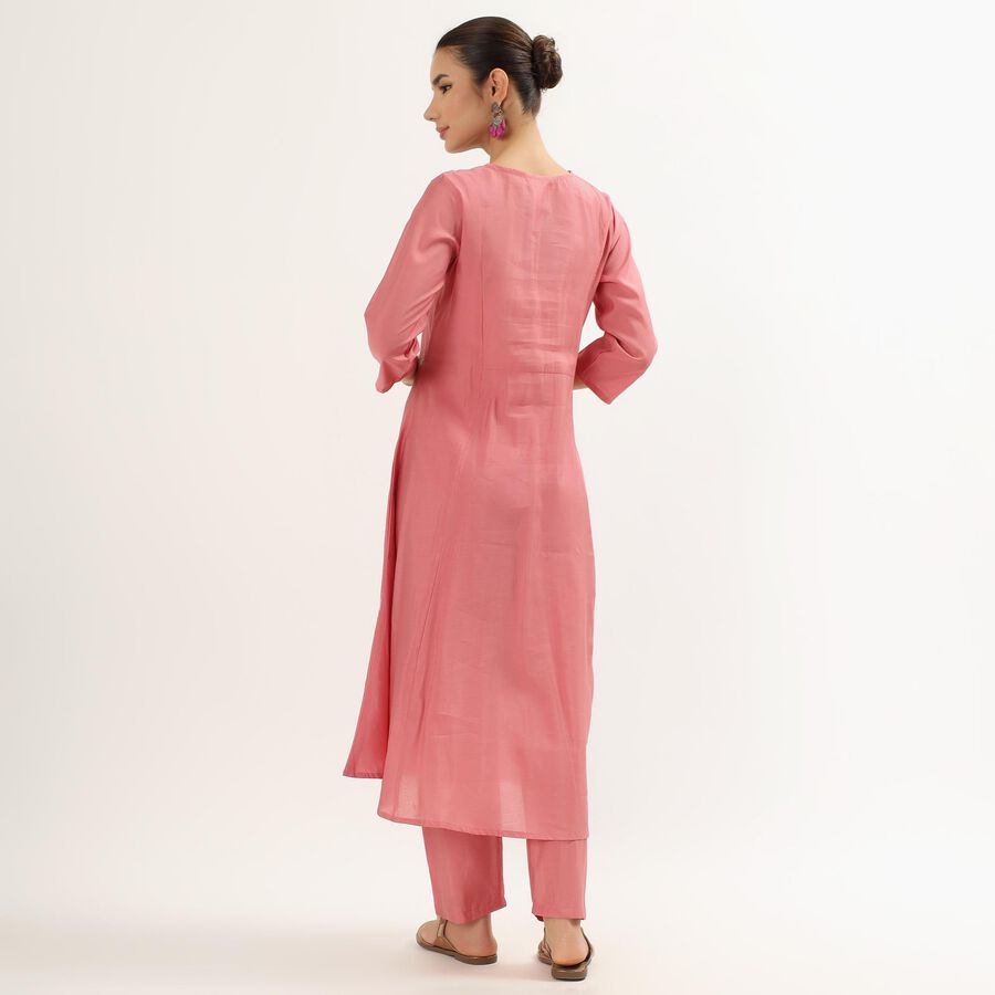 Women's Dusty Rose Pink Round Neck Bohemian Ethnic Set, गुलाबी, large image number null