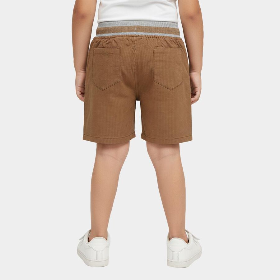 Boys' Beige Regular Fit Elastic Waist Textured Bermuda Shorts, Beige, large