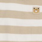 Infants Beige and White Crew Neck Striped Pullover, गहरा पीला, small image number null