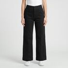 Women's Black Wide Leg Seam Detail Jeans, Black, small