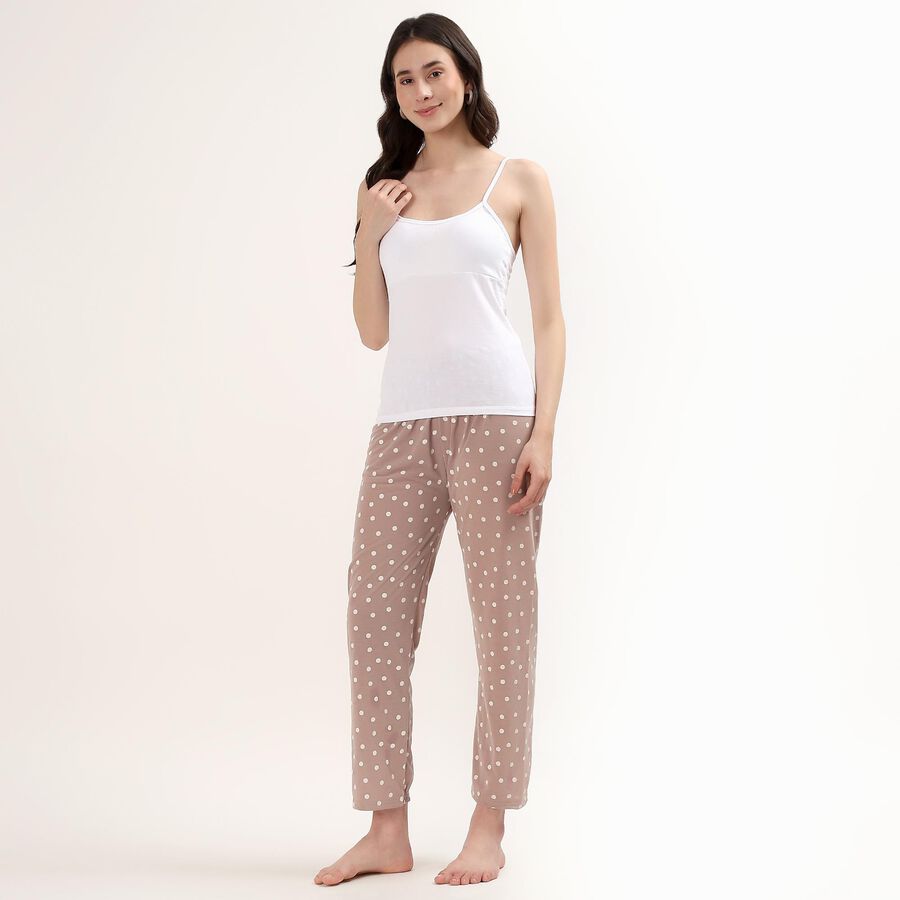 Women's Lilac Regular Fit Polka Dot Printed Pyjama, लाइलेक, large