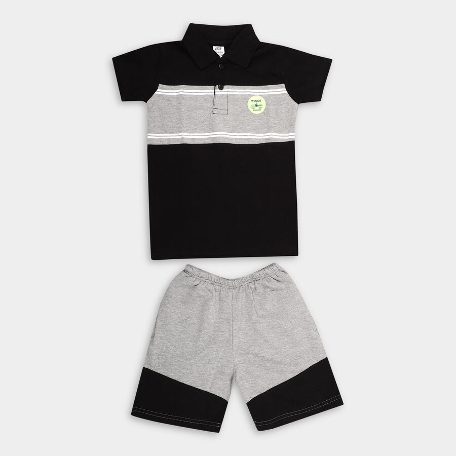 Boys' Knit Baba Suit , काला, large image number null