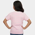 Girls White Cotton Round Neck Casual T-Shirt, White, small