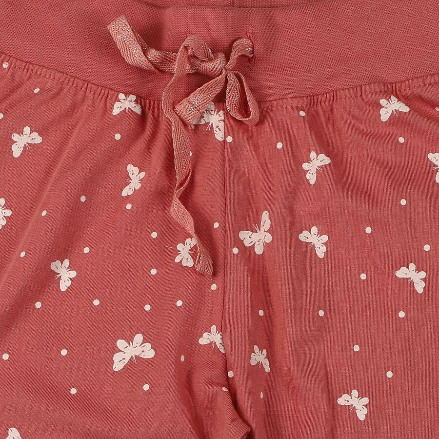 Girls Pink Regular Fit Solid Pyjama, हल्का गुलाबी, large