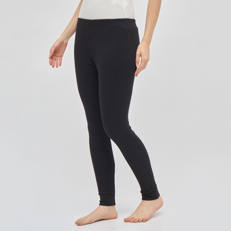 Women's Black Thermal Leggings, Black, large image number null