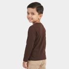 Boys Brown Cotton Blend Round Neck Regular T-Shirt, भूरा, small