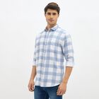 Men's Light Blue and White Spread Collar Casual Shirt, Light Blue, small image number null