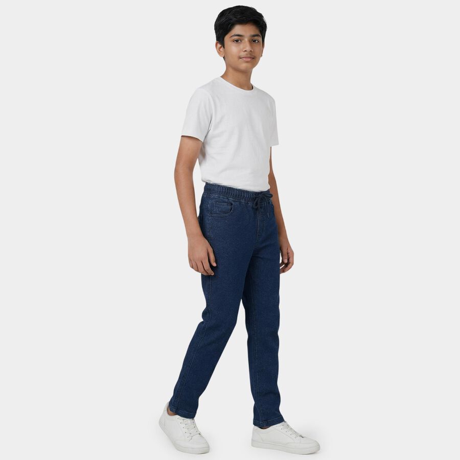 Boys' Dark Blue Regular Fit Jeans, गहरा नीला, large