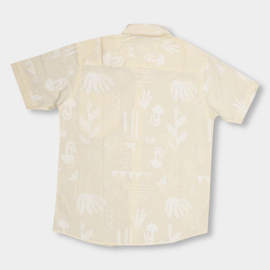 Boys' Light Mustard Yellow Cotton Regular Collar Casual Shirt, पीला, large image number null