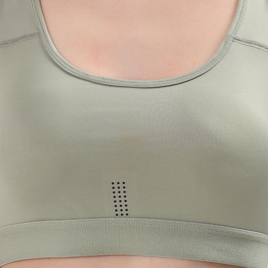 Women's Muted Sage Green Scoop Neck Athleisure Sports Bra, Light Green, large image number null