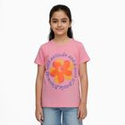 Girls Light Pink Cotton Round Neck Casual T-Shirt, Light Pink, small image number null