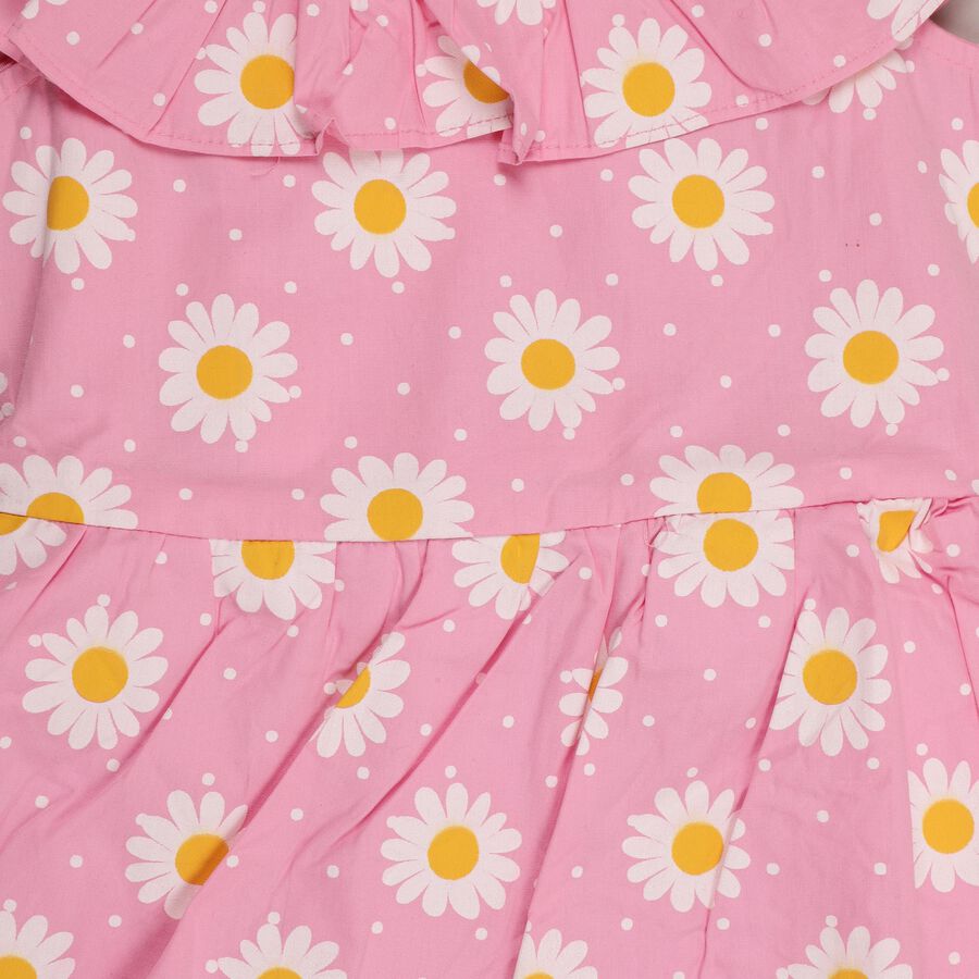 Girls' 100% Cotton Frock , गुलाबी, large image number null