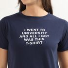 Ladies' Round Neck T-Shirt, नेवी ब्लू, small
